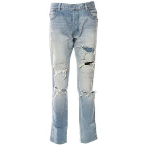Balmain distressed patch denim